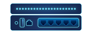 Illustration of a RISE Shield managed entry-level firewall appliance